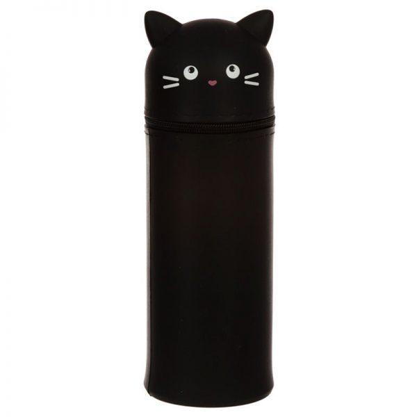piórnik silikonowy czarny kot